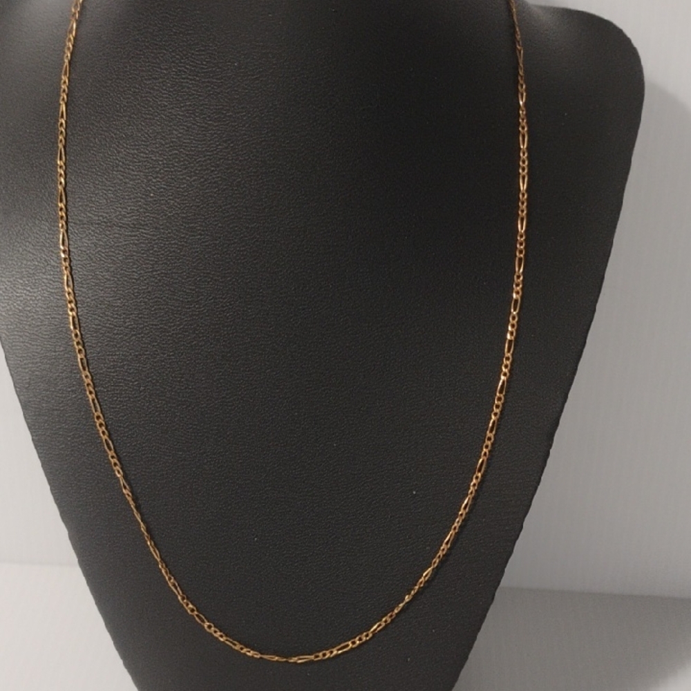 14K GF Gold Filled Figaro Necklace Total Length 20"